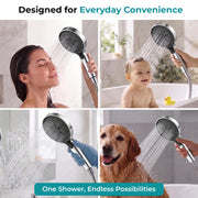 Plantex Hand Shower for Bath/4 Mode Multifunctional Shower/5-Inch ABS Plastic Silicone Handheld Shower/Easy Mode Switching – (Chrome, H615)