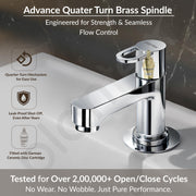 Plantex Pillar Cock Water Tap/Pure Brass Pillar Cock for Wash Basin with Teflon Tape/Single Lever Tabletop Basin Tap - (Flip, Chrome)