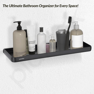 Plantex Shelf for Bathroom/Self Adhesive Wall Shelves/No Drill Bathroom Organizer/18x5 inch Shelf for Home/Office/Hotel - Pack of 1 (1502, Black)