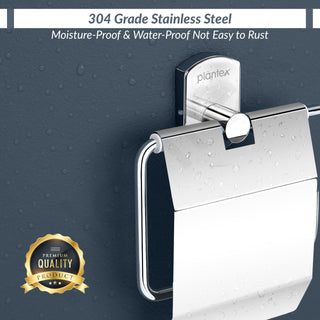Plantex Stylish and Durable Toilet Paper Holder for Bathroom/Tissue Paper Roll Holder/304 Stainless Steel Bathroom Accessories - Parv (Chrome)