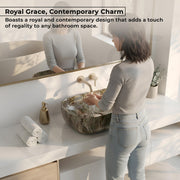 Plantex Ceramic Tabletop Basin/Square Washbasin/Basin for Bathroom/Washbasin for Bathroom, Restaurant, Hotel (Marble Finish, 18 x 13 x 5.5 Inch)