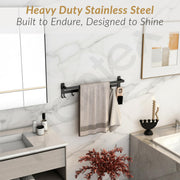 Plantex Stainless Steel Folding Single Towel Rod with Hooks/24 Inch Towel Holder for Bathroom/Towel Hanger/Towel Stand/Bathroom Accessories - (APS-1317, Black)