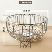 Plantex Stainless Steel Vegetable Basket for Kitchen/Fruit Bowl for Table Top/Wired Vegetable Bowl for Dining Table (Chrome Finish)