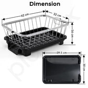 Plantex Stainless Steel Dish Drying Rack/Dish Rack with Drainer Tray for Kitchen/Vessel Drainer Basket for Utensils/Bartan Basket Stand - Chrome (17.5x12.5x7 Inch)