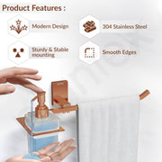 Plantex 304 Grade Stainless Steel Liquid Soap Dispenser with Napkin Ring/Shampoo Dispenser/Towel Ring for Bathroom - Pack of 1 (Crystal, PVD Rose Gold)