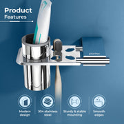 Plantex 304 Grade Stainless Steel Tumbler Holder for Bathroom/Toothbrush Holder Wall Mount/Bathroom ToothBrush Holder/Bathroom Accessories - Pack of 1 (Regent, Chrome)
