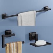 Plantex 304 Grade Stainless Steel Bathroom Accessories Set of 3 - Towel Hanger/Napking Holder/ Soap Holder for Bathroom - Squaro (Black)
