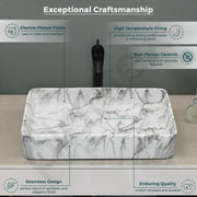 Plantex Ceramic Washbasin for Bathroom/Table Top Marble Finish Basin/Countertop Wash Basin for Home/hotel/Restaurant (24 x 13 x 5 Inch)