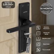 Plantex Stainless Steel Door Lock Handle Set/6-Lever Lock Mechanism with 3 Years of Warranty/Mortise Lock with 3 Keys, Brass Lock Body & Cylinder - (Z-Black)