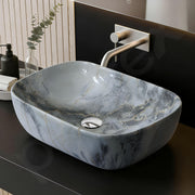Plantex Ceramic Tabletop Basin/Wash Basin for Bathroom/Bathroom Sink/Grey Marble Washbasin for Restaurant, Hotel (18 x 13 x 5.5 Inch)