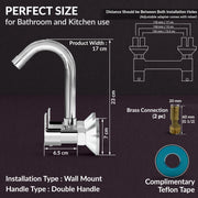 Plantex Sink Mixer for Kitchen/360 Degree Rotating Spout/Hot & Cold Water Mixer/Wall Mount Sink Mixer with Teflon Tap - Pack of 1 (Chrome, Kroma)