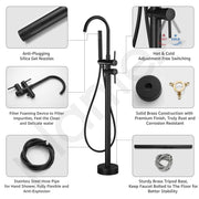 Plantex Pure Brass Bath Tub Faucet/Free Standing Faucet/Single Lever Basin Faucet with Handle Held Shower/Bath Tub Filler Faucet - (Black)