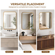 Plantex Aluminium Frame Mirror for Wall/Rectangle Wall Mount Mirror for Bedroom/Dressing Room/Living Room/Entryway - (24x32 Inch-Gold)