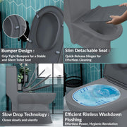 Plantex Ceramic One-Piece Commode for Toilet with Tabletop Wash Basin for Bathroom/Rimless Western Toilet/Bathroom Wash Basin/S Trap Commode - Smoke