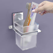 Plantex 304 Grade Stainless Steel Glass Tumbler Holder/Toothbrush Holder for Bathroom/Bathroom Accessories - Crystal (Chrome)