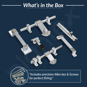 Plantex Stainless Steel Door Kit for Single Door/Door Accessories (10-inch Al-Drop,8-inch Latch,2 Handles of 8 and 7 Inch,7-inch Tower Bolt and 4-inch Door Stopper- (Chrome & Satin)
