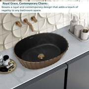 Plantex Table Top Wash Basin/Designer Ceramic Basin/Oval Basin for Bathroom/Home/Office/Hotel (Black & Red Copper - 19 x 15 x 5 Inch)