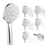 Plantex Hand Shower for Bathroom/6 Mode Multifunctional Shower/5-Inch ABS Plastic Silicone Handheld Shower Head/Easy Mode Switching – (Chrome & White, H459)
