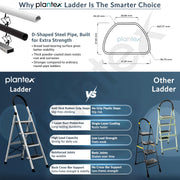 Plantex Steel Ladder for Home/Strong Foldable Wide 4 Step Ladder/Anti-Skid 4 Step Ladder - (Apex - White)