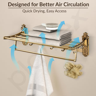 Plantex Antique Aluminum Folding Towel Rack for Bathroom/Folding Towel Stand/Towel Hanger/Bathroom Accessories (24 Inch)
