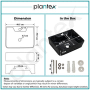 Plantex Wall Mount Wash Basin for Bathroom/Tabletop Designer Ceramic Basin/Rectangle Countertop Basin/Home/Office (Black-16x12x5 Inch)