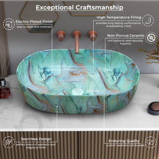 Plantex Tabletop Wash Basin for Bathroom/Designer Hand Wash Sink/Oval Countertop Bathroom Sink/Home/Office (21.5 x 13.5 x 6 Inch)