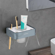 Plantex Aluminium and Acrylic Toothbrush Holder/Tumbler Holder for Bathroom/Toothpaste/Razor Holder/Bathroom Accessories - (Grey and Milky White)