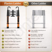 Plantex 8.5 feet (2.6m) Telescopic Ladder/Durable Steps/Collapsible Ladder for Home or Outdoor Work/Aluminium Telescopic Ladder - (Orange)