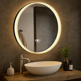 Plantex Aluminium Frame LED Mirror for Wall/Wall Mount Mirror for Bedroom/Dressing Room/Living Room/Entryway - (24 Inch-Black)