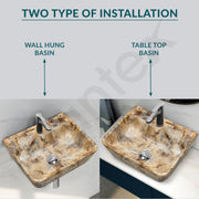 Plantex Wall Hung Wash Basin for Bathroom/Designer Ceramic Basin/Rectangle Countertop Washbasin/Home/Office (17 x 14 x 5 Inch)