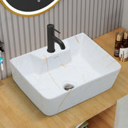 Plantex Tabletop Wash Basin for Bathroom/Designer Ceramic Basin/Rectangle Countertop Wash Basin/Home/Office (16 x 12 x 5 Inch)