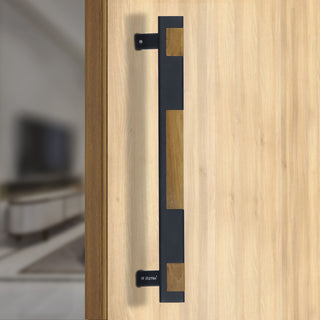 Plantex 281 Premium 14-inch Door Pull-Push Main Door Handle for Glass Door/House/Hotel/Office Door Hardware (Black & Wood Finish)