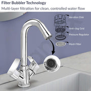 Plantex Brass Spindle Wash Basin Tap with Water Saving Aerator/Basin Mixer for Bathroom/Sink Tap for Kitchen Basin -(Saga-Chrome)