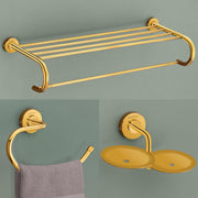 Plantex 304 Grade Stainless Steel Bathroom Accessories Set of 3 - Towel Stand/Napking Hanger/Dual Soap Holder for Bathroom - Daizy (Golden)