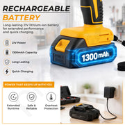 Plantex 21V Cordless Drill Machine for Home/10mm Chuck Electric Screwdriver & Power Drill Kit with 2 Lithium-Ion Batteries, Charger, Accessories & Storage Case (ML-D005, Yellow)