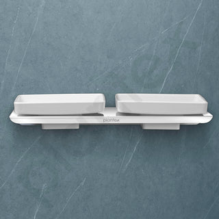 Plantex Stainless Steel with ABS Material Double Soap Dish for Bathroom/Wall Mounted Soap Holder/Bathroom Accessories (Chrome)