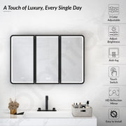 Plantex 304 Stainless Steel Bathroom Cabinet with Mirror/LED Mirror Cabinet for Wall/Triple Door Bathroom Cabinet Storage/Bathroom Organiser Cabinet (36X24 Inch- Defogger/Black)
