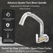 Plantex Pure Brass Sink Tap for Kitchen Basin with 360Ã‚Â° Extended Swivel Spout/Kitchen Tap with Water Saving Nozzle - 7 Year Warranty (BAL-511-Chrome Finish)
