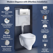 Plantex Ceramic Commode For Toilet/Wall Hung Commode With Dual Flush Tank/Conceal Flush Tank/Tank With All Internal Accessories/Toilet With Soft Closing Toilet Seat - (White)