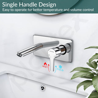Plantex Pure Brass Basin Mixer Tap Hot and Cold/Tap for Wash Basin with Brass Wall Flange and Teflon Tape-7 Year Warranty by Plantex (BAL-527 -Chrome Finish)