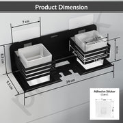 Plantex Stainless Steel Double Tumbler Holder/Toothbrush Stand for Bathroom/Toothpaste Holder/Bathroom Accessories - Pack of 1 (Black)