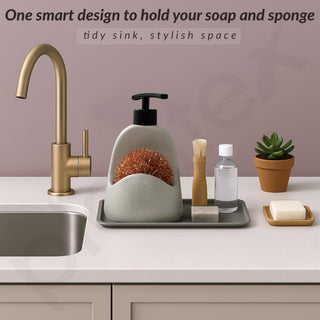 Plantex Ceramic Soap Dispenser with Scruber/Liquid Soap Dispenser/Sink Dish Washing Soap Dispenser Set/Soap Dispenser for Wash Basin Ceramic - Bathroom Accessories