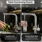 Plantex Kitchen Sink Faucet/Kitchen Tap Handle Brass and Body is 304 Grade Stainless Steel/Double Handle Kitchen Mixer Tap Hot and Cold/360Â° Swivel Spout Sink Taps - (7908, Chrome)