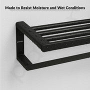 Plantex Space Aluminium Towel Rack with Fix Towel Rod/Towel Bar/Towel Hanger/Towel Stand for Bathroom/Bathroom Accessories (Black)
