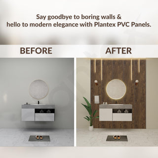 Plantex Wall Panel/PVC Louver Panel for Wall with Size - 12 Inch x 10 Ft/Durable, Lightweight, and Stylish Panels for Office/Hotel/Ideal for Walls & Ceilings - Pack of 1 (Dark Wood, 5033)
