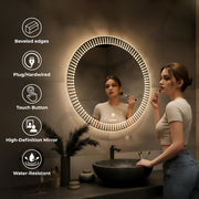 Plantex LED Bathroom Mirror with 3 Tone/Designer Mirror for Living Room/Bedroom/Dressing Room - Round Shape (Dia.24 Inch)