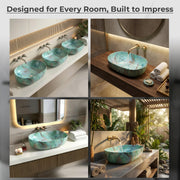 Plantex Tabletop Wash Basin for Bathroom/Designer Hand Wash Sink /Oval Countertop Bathroom Sink/Home/Office (21.5 x 13.5 x 6 Inch)