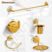 Plantex 304 Grade Stainless Steel Bathroom Accessories Set of 5 - Towel Rod/Hand Napkin Hanger for Wash Basin/Soap Case/Toothbrush Holder/Robe Hook - Daizy (Golden)