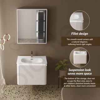 Plantex Plywood Rectangle Vanity with Basin/Unbrekable Wash Basin with Cabinet/Bathroom Organizer for Home with Coupling, Mirror and Cabinet Motion Sensor Light (NZBC-13)