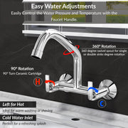 Plantex Pure Brass Sink Mixer Tap with 360Ãƒâ€šÃ‚Â° Swivel Spout/Hot and Cold Water Tap for Kitchen with Brass Wall Flange and Teflon Tape-7 Year Warranty (BAL-515)